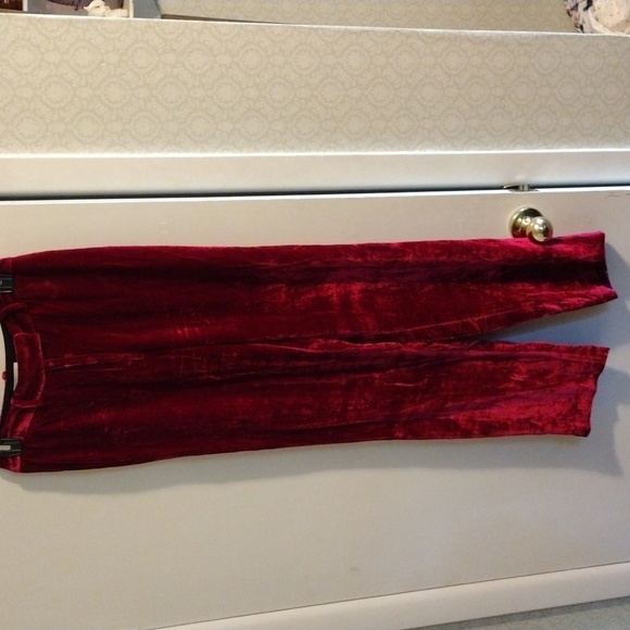 Masscob Deep Magenta Crushed Velvet Pants (Size Small) - Picture 1 of 8